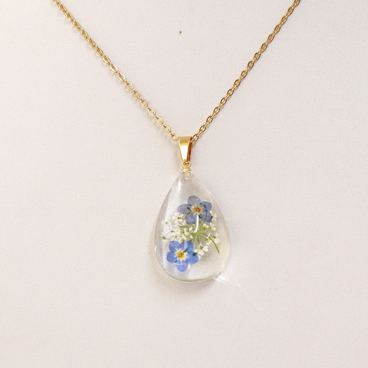 Transparent Epoxy Plant Specimen Real Flower Pendants