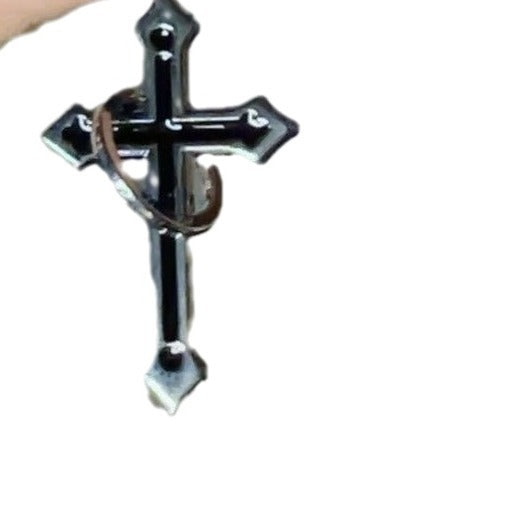 Women's & Men's Asymmetric Sweet Personality Ear Clip Hip Hop Sier Stud Earrings