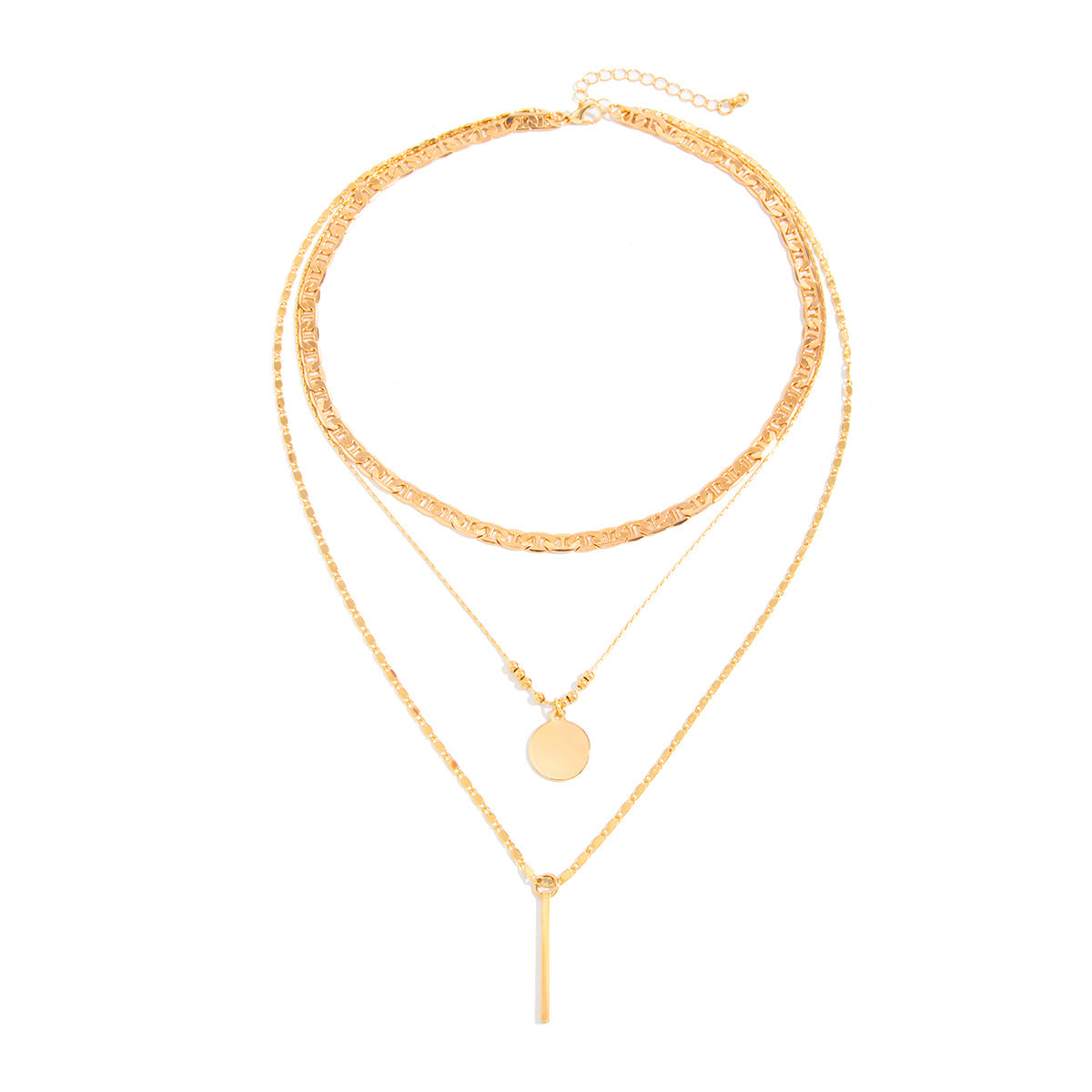 Women's Fashion Geometry Pattern Metal Circle Simple Necklace