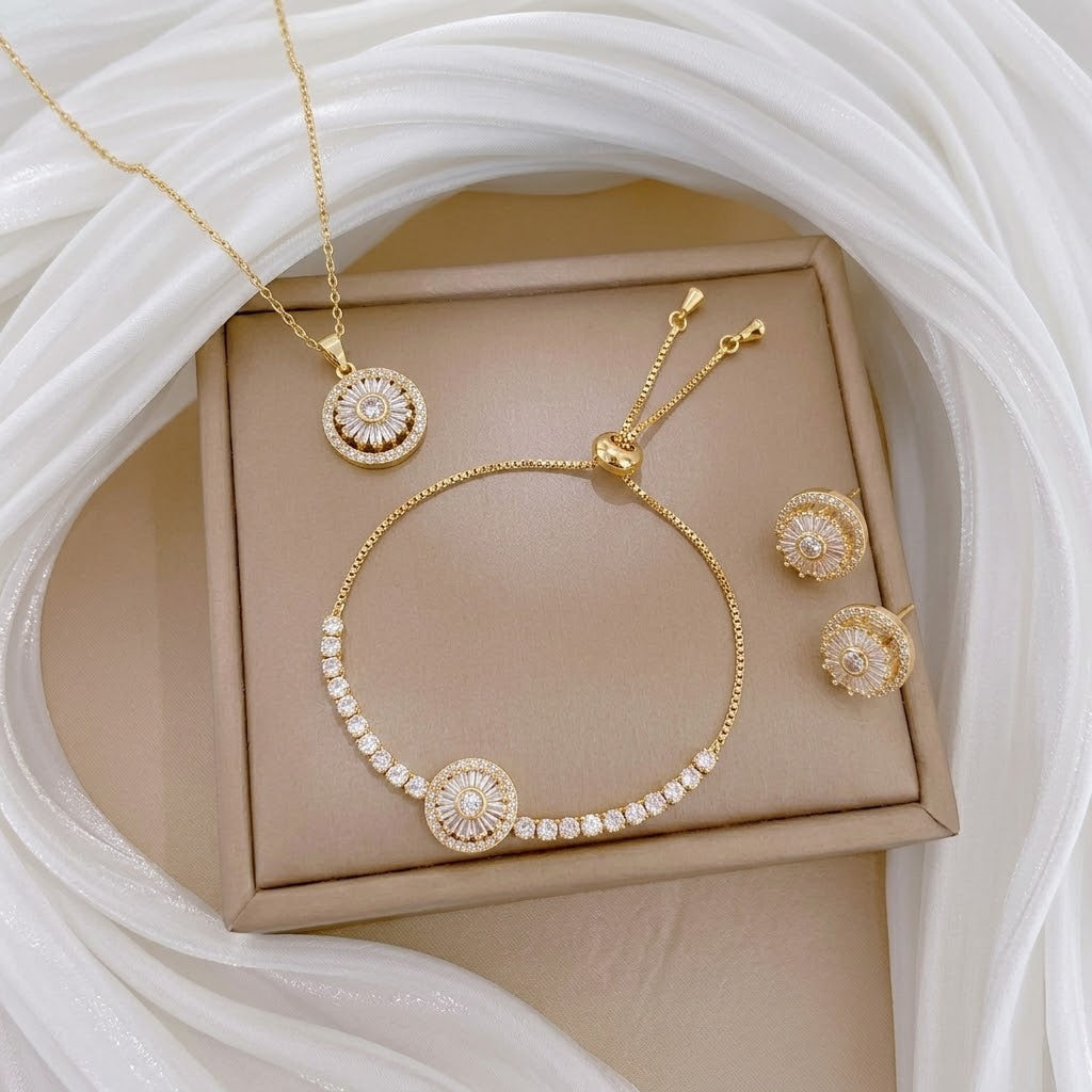 Design Rotating Bauhinia Zircon Flower Gas Clavicle Chain Necklace
