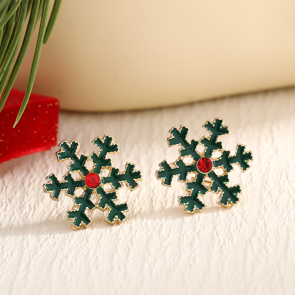 Fashion Elk Tree Snowflake Rhinestone Personalized Stud Earrings