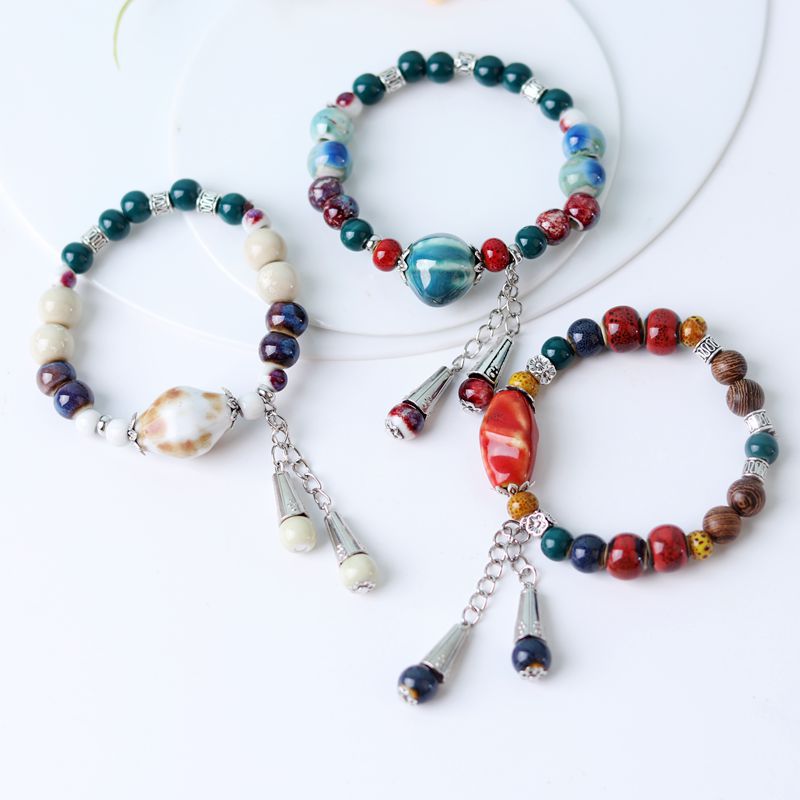 Artistic Handmade Ceramic Single Circle Ethnic Bracelet
