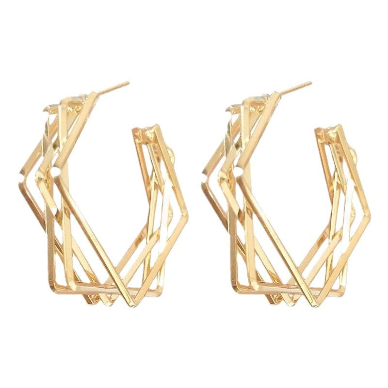 Sier Pin Simple Geometric Square Temperament Rings