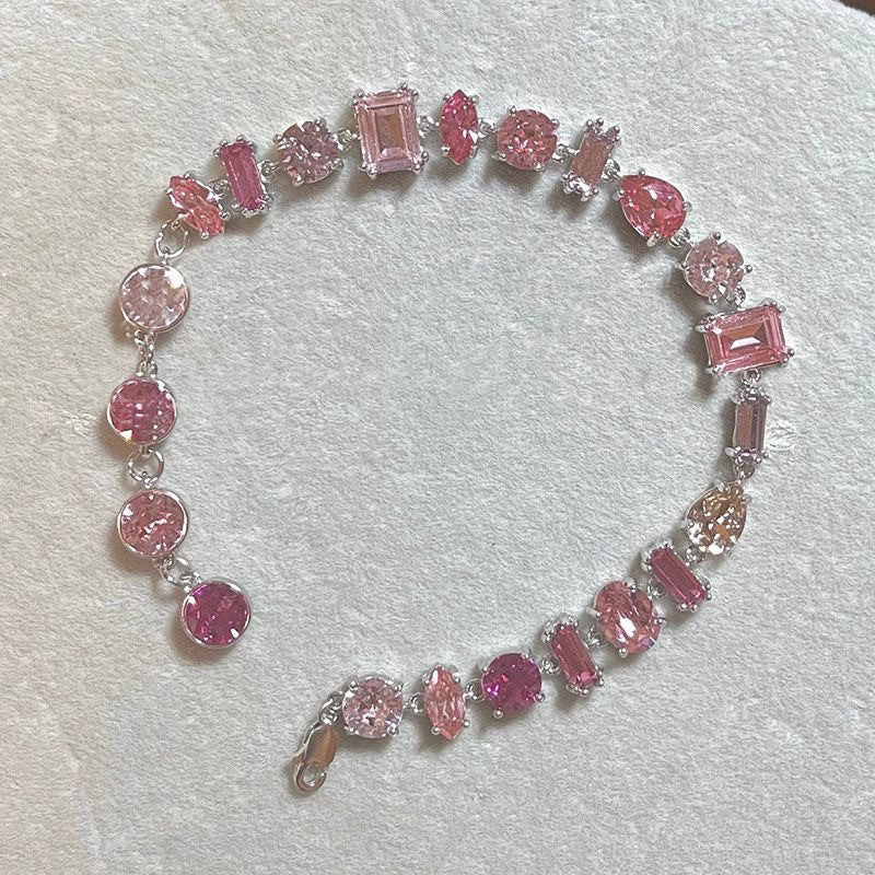 Pink Crystal Female Zircon Inlaid Light Luxury Bracelets