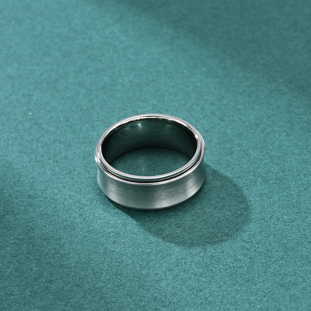 Men's Trendy Titanium Steel Lucky Concave Inner Ring