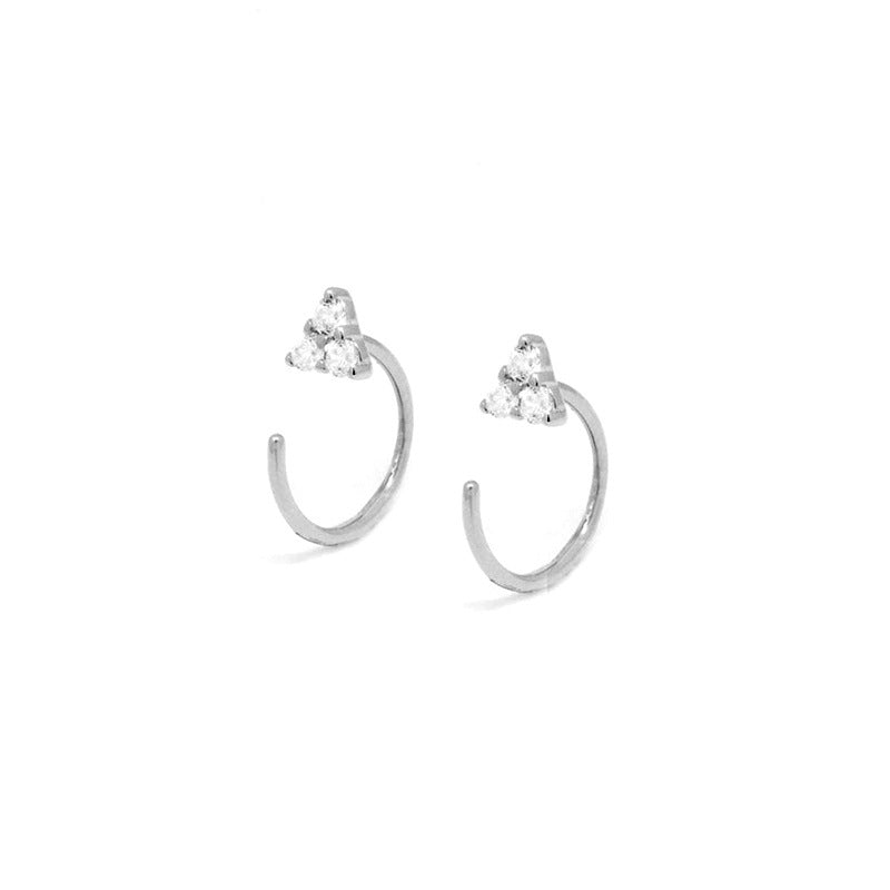 Simple Stylish U-shaped Ear Hook Triangle Rhinestone Zircon Earrings