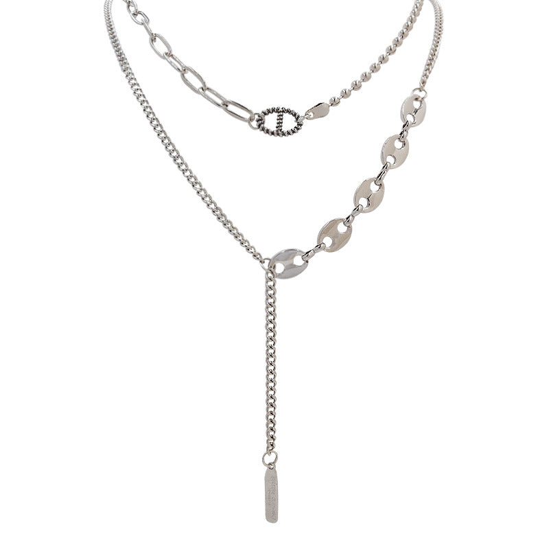 Pig Nose Female Hip Hop Design Fairy Double Layer Titanium Necklace