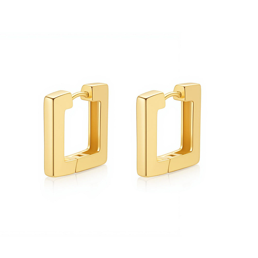 Women's Stainless Steel Glossy Clip Simple Handmade Polished Geometric Real Gold Ear Buckle
