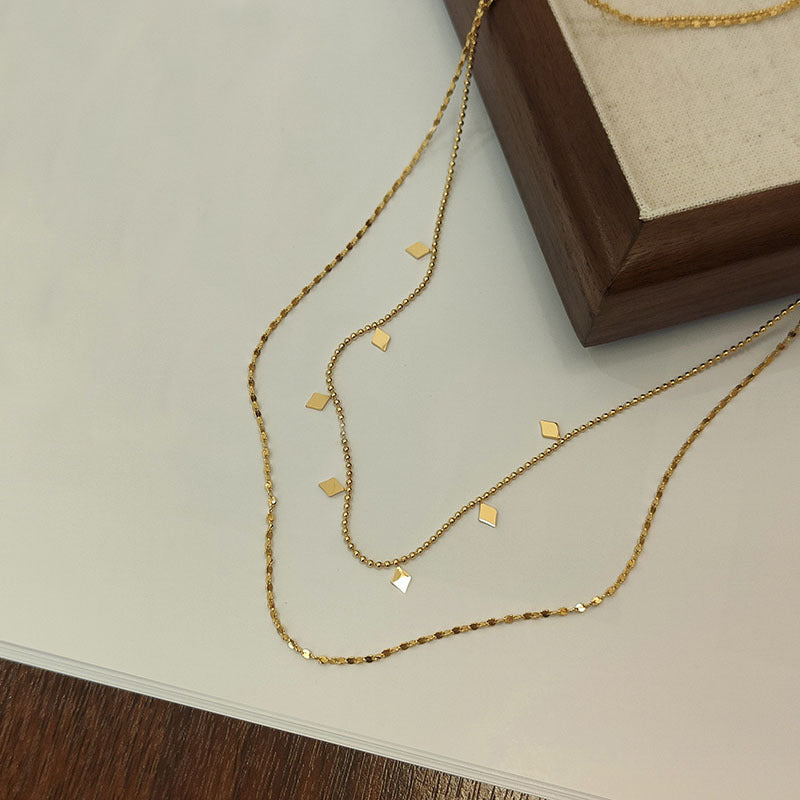 Women's Style Sequins Petal Chain Gold-plated Titanium Necklaces