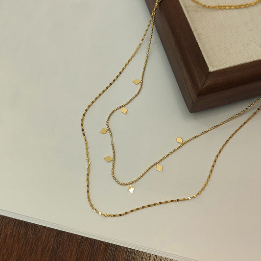 Women's Style Sequins Petal Chain Gold-plated Titanium Necklaces