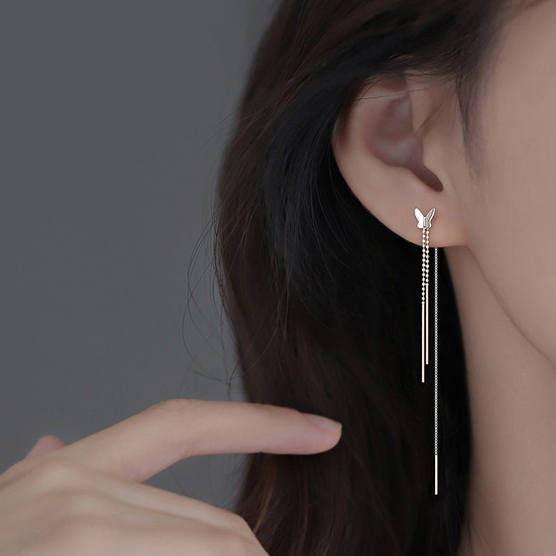 Women's Butterfly Thread French Simplicity Niche Design Temperamental Tassels Eardrops Ear Line