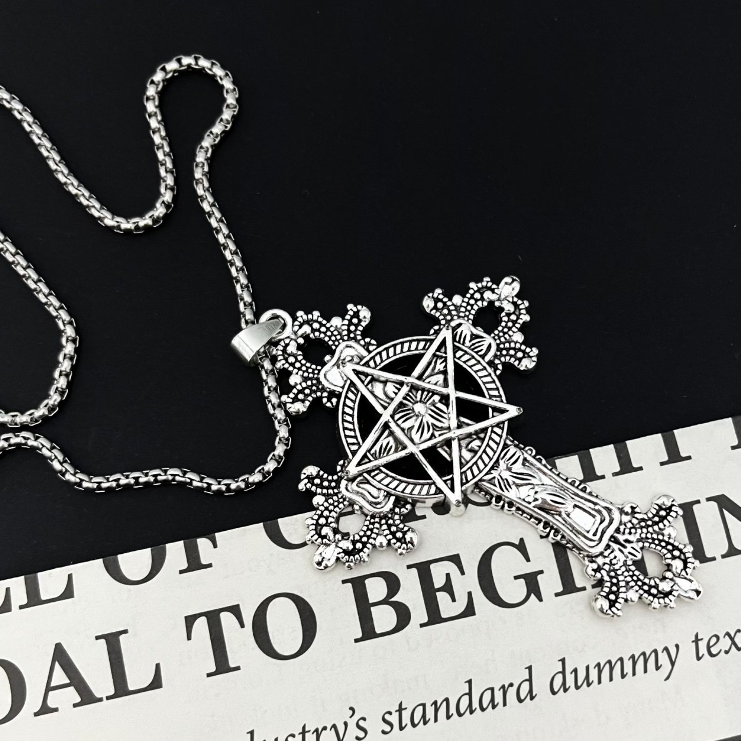 Men's Five-pointed Star Cross Female Sweater Chain Trendy Street Necklace