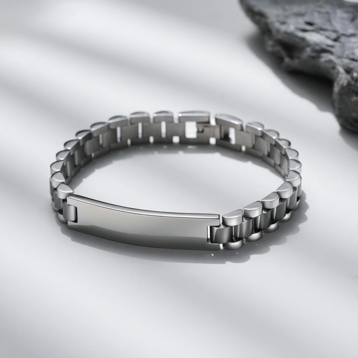 Three Beads Watch Band Chain Simple Trendy Stainless Can Carve Bracelet