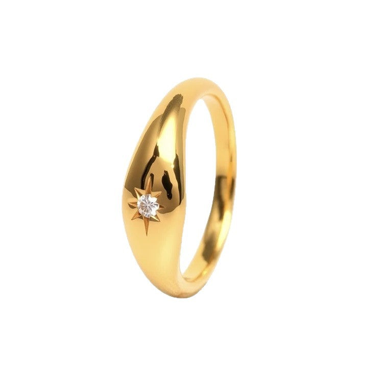 Women's Flash Rhinestone Simple Fashion Design Light Luxury Minority High Ring