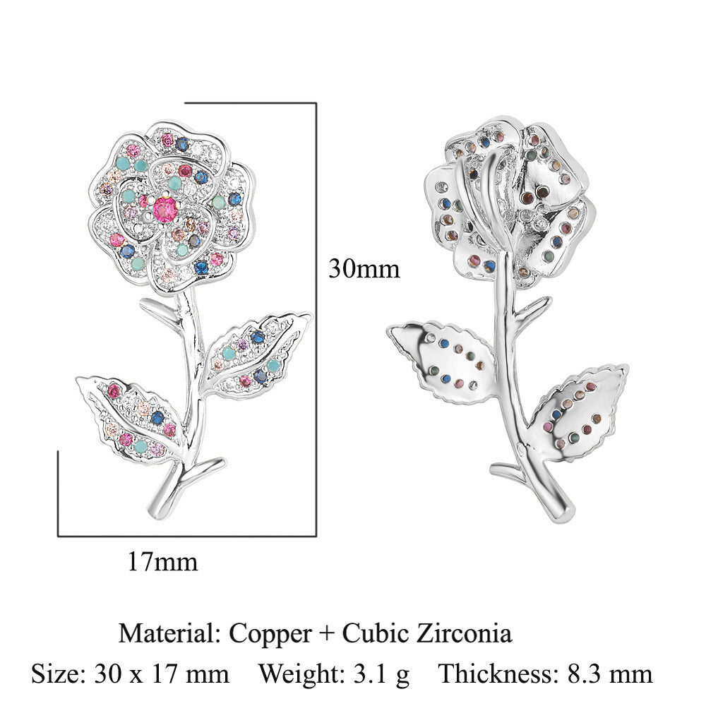 Rose Copper Zircon Crown Love Eyes Pendants