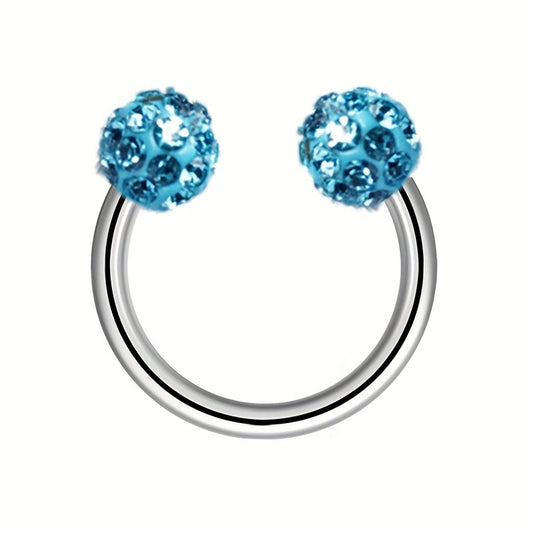 Stainless Steel Thin Needle Rod Rhinestone Ball Trendy Nose Ear Rings