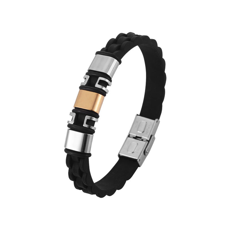 Men's Trendy Silicone Titanium Steel Couple Inscription Minimalism Bracelets