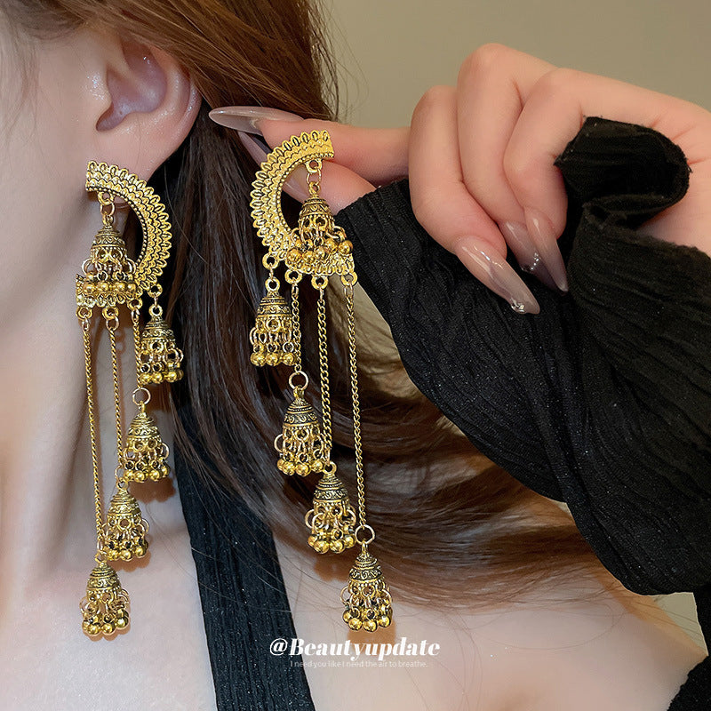 Bohemian Vintage Temperament Wild Long Tassel Niche Exotic Earrings