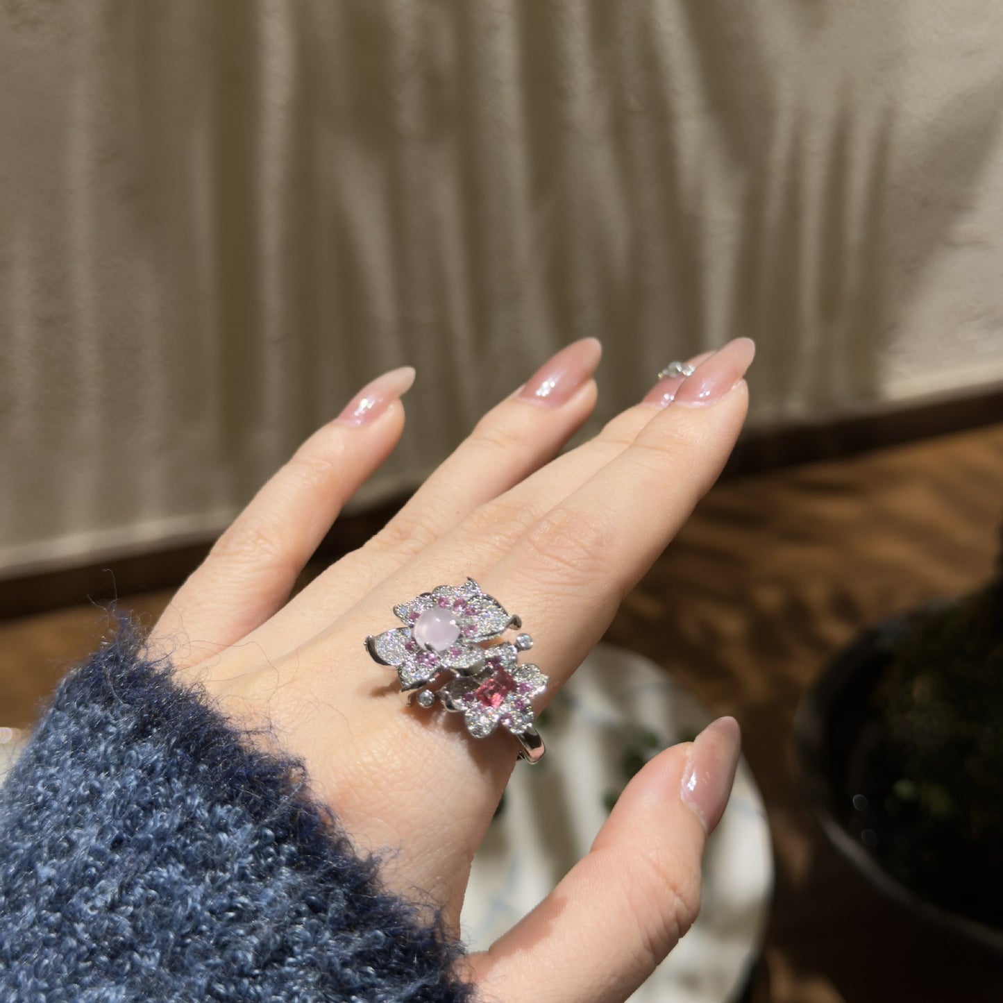 Exquisite Full Zirconium Double Flower Elegant Affordable Luxury Fashion Ring