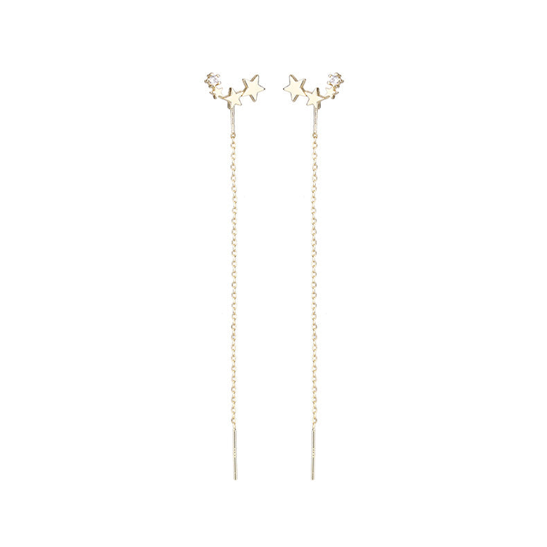 Trendy Sky Shining Star Sterling Sier Gradient Pcs Pentagram Zircon Ear Line