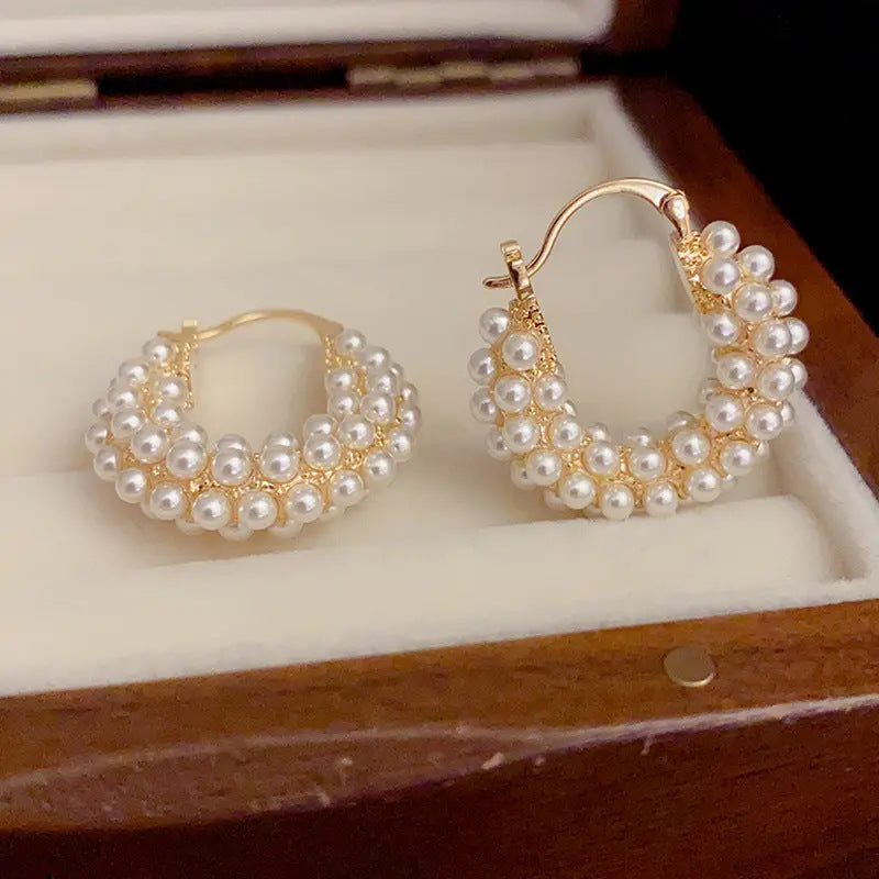 Style Exquisite Geometric Full Pearl Clip Fashion Ear Buckle