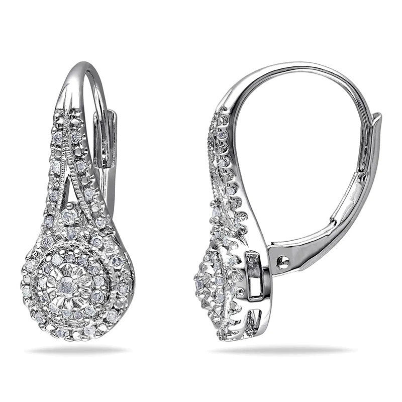 Arrows Round Full Rhinestone Zircon White Gold Plated Fashion Banquet Earrings