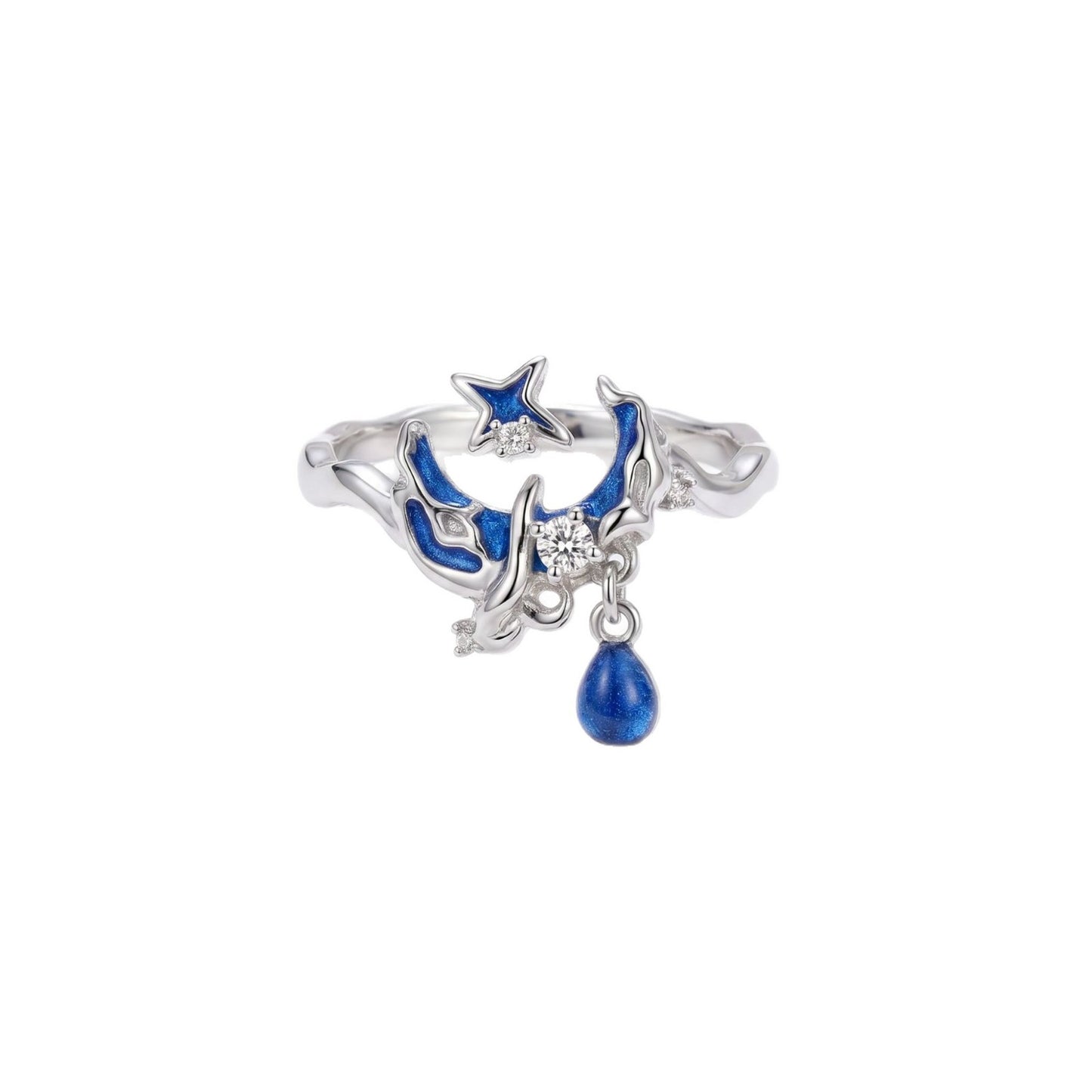 Sky Series Irregular Blue Epoxy Moon Affordable Rings