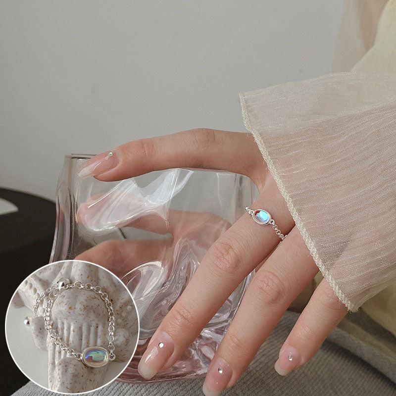 Women's Pull-out Adjustable Retro Fashion Flower Tassel Chain Ring