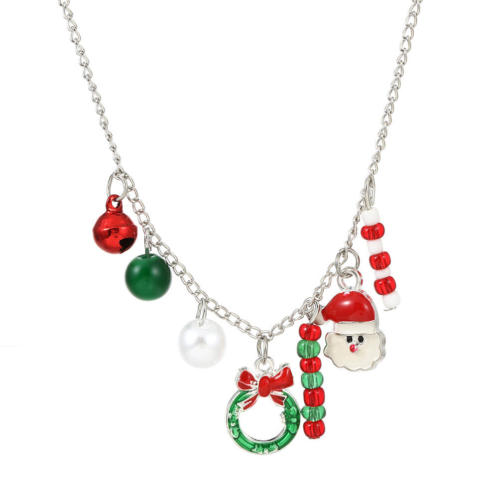 Women's Cartoon Oil Dripping Snowman Bell Clavicle Chain Long Sweater Necklaces