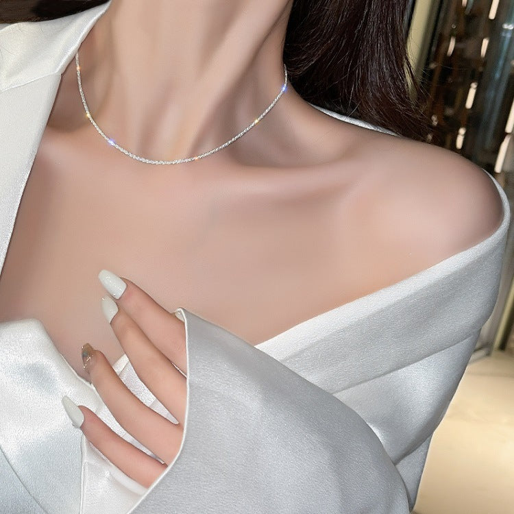 Style Sier Pigment Chain Sparkling Starry Simple Necklace