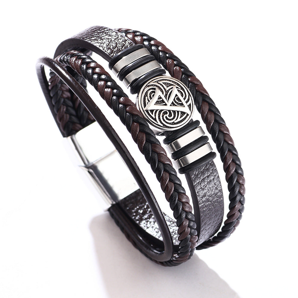 Men's Man Personality Wild Woven Leather Scripture Bracelet