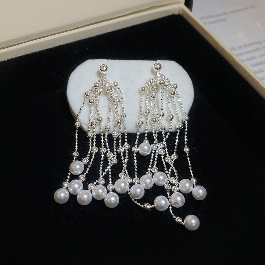 Women's Needle Zircon Bow Water Drop Tassel Simple Fashion Stud Earrings