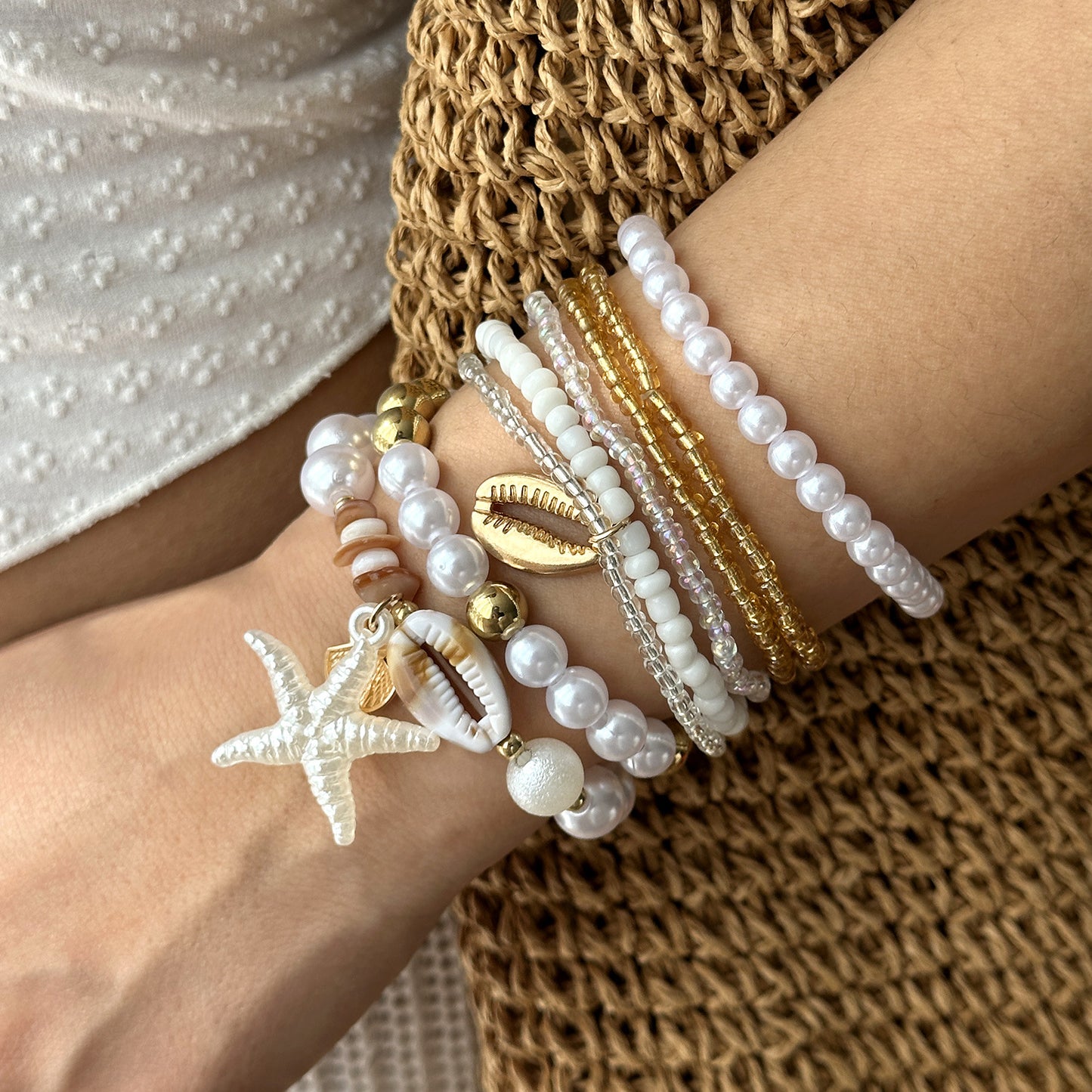Women's Shell Summer Combination Versatile Niche Bead Bracelet