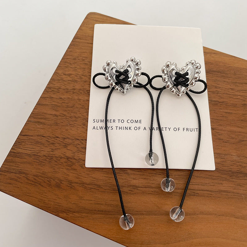Heart Sier Bow Love Female Irregular Earrings