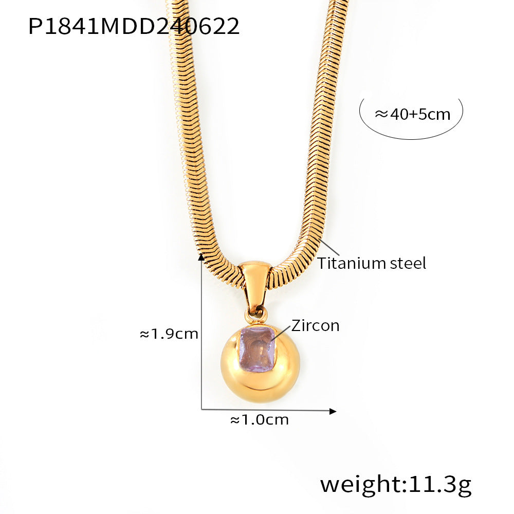 Zircon Titanium Steel Gold Plated Geometric Necklace