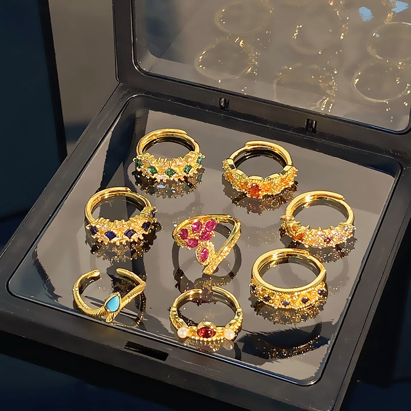 Retro Affordable Luxury Western Region Lace Hollow Out Rings