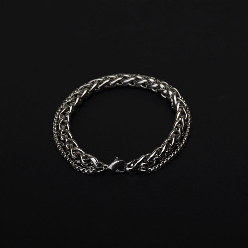 Men's Domineering Sier Titanium Steel Cool Personality Bracelets