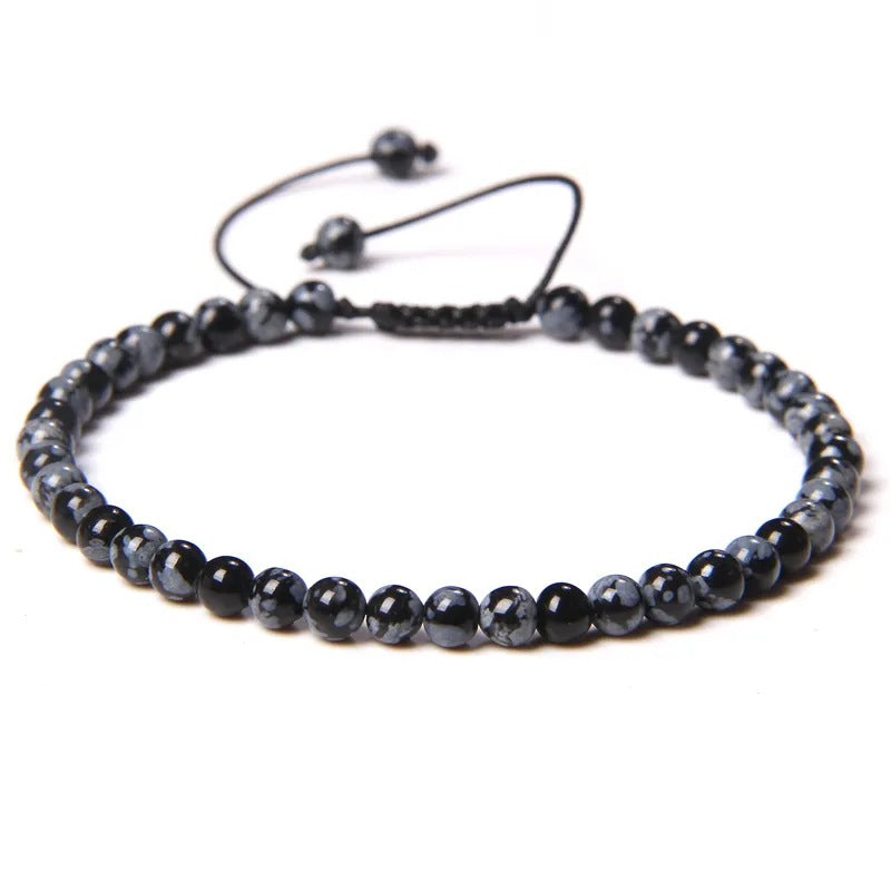 Agate Stone Braided Adjustable Gemstone Beads Bracelet