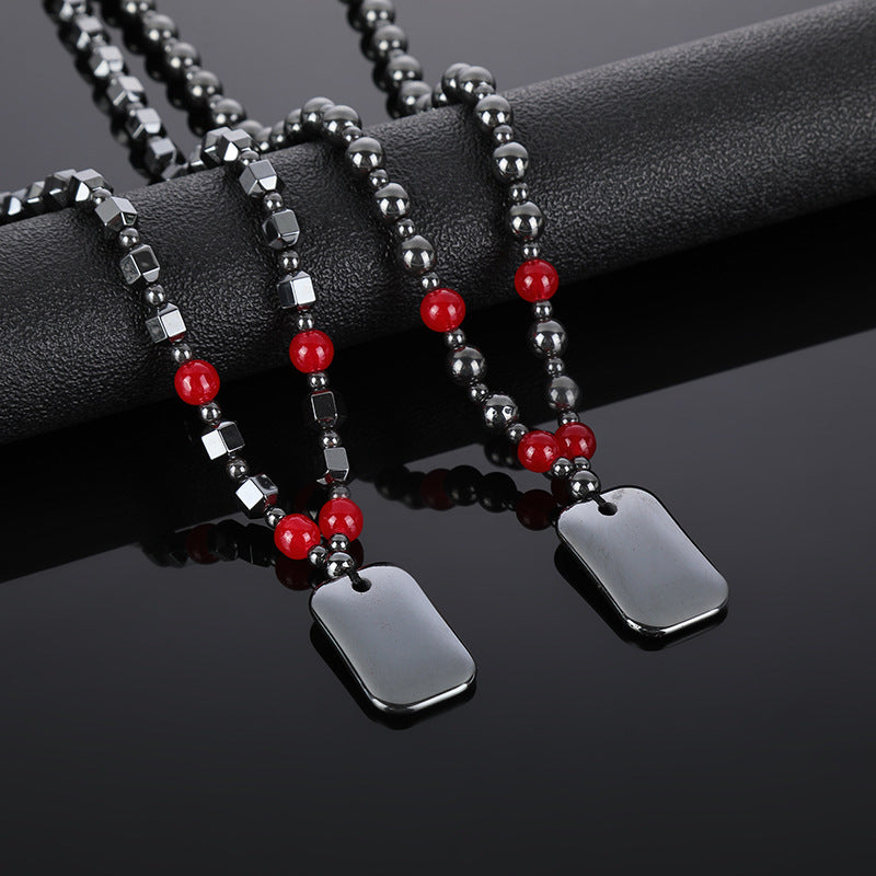 Live Supply Imitation Red Agate Magnetic Haematite Empowerment Sweater Necklace