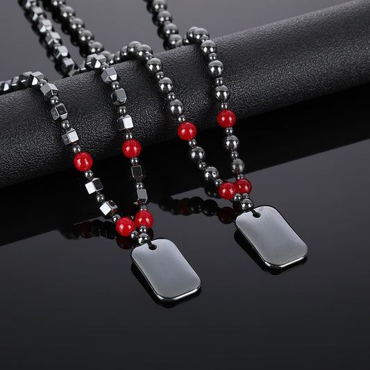 Live Supply Imitation Red Agate Magnetic Haematite Empowerment Sweater Necklace
