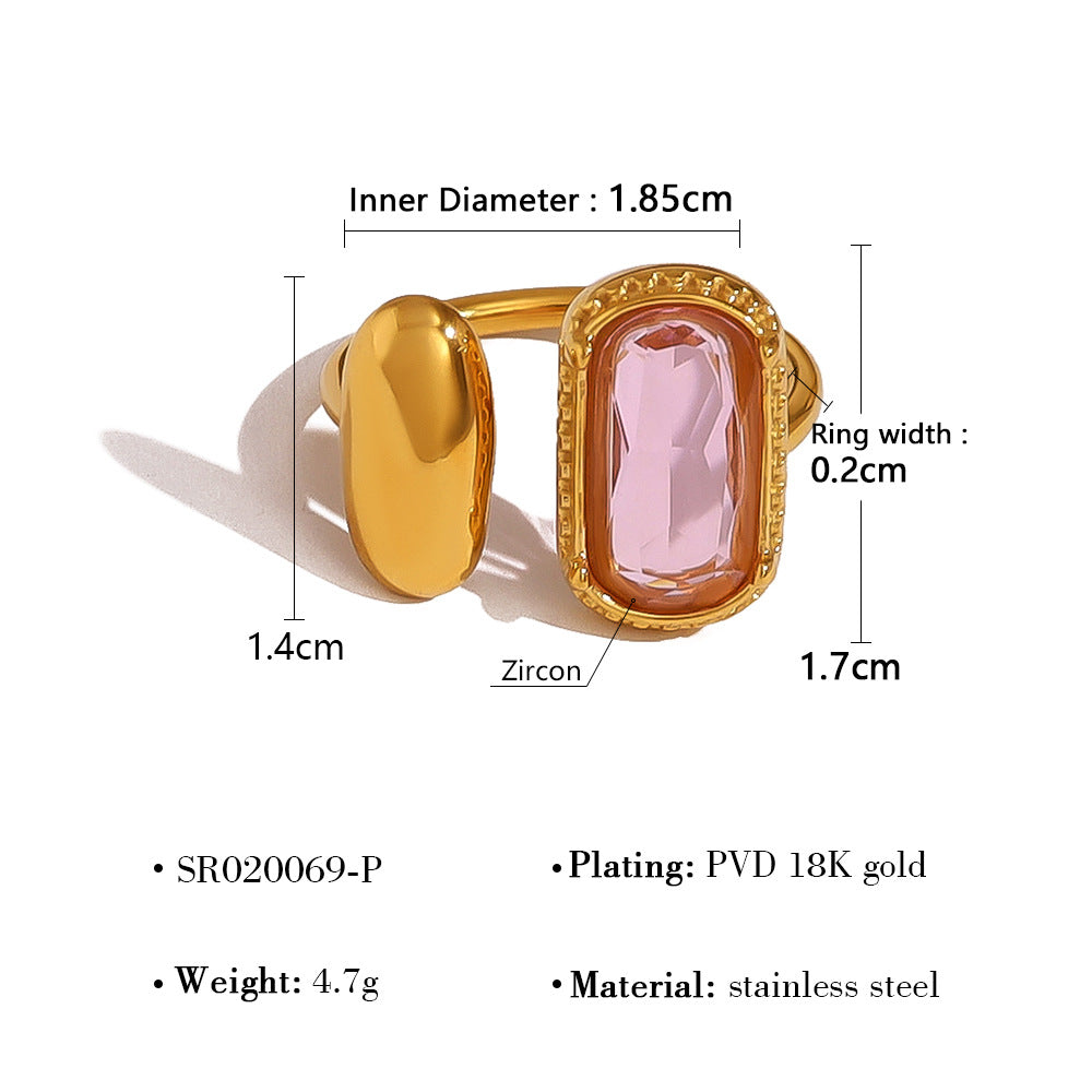 Women's French Stainless Steel Glass Zirconium Eye-catching Rings