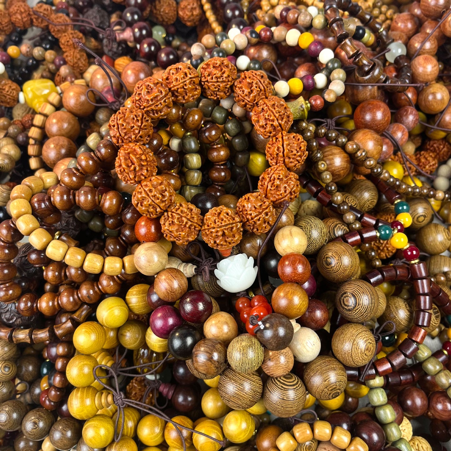 String Crafts Ebony Cinnabar Bodhi Night Market Stall Buddha Bracelet