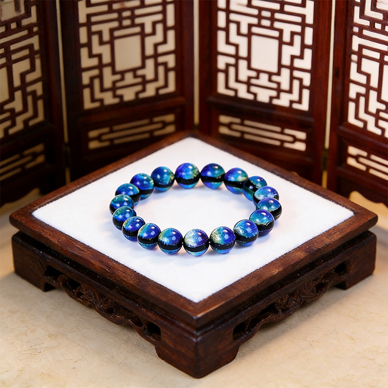 Sier Foil Luminous Beaded Gradient Color High Bracelets