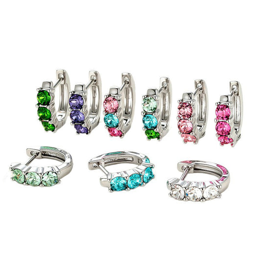 Zircon Candy Color Straight Needle Exquisite Clip Ear Buckle