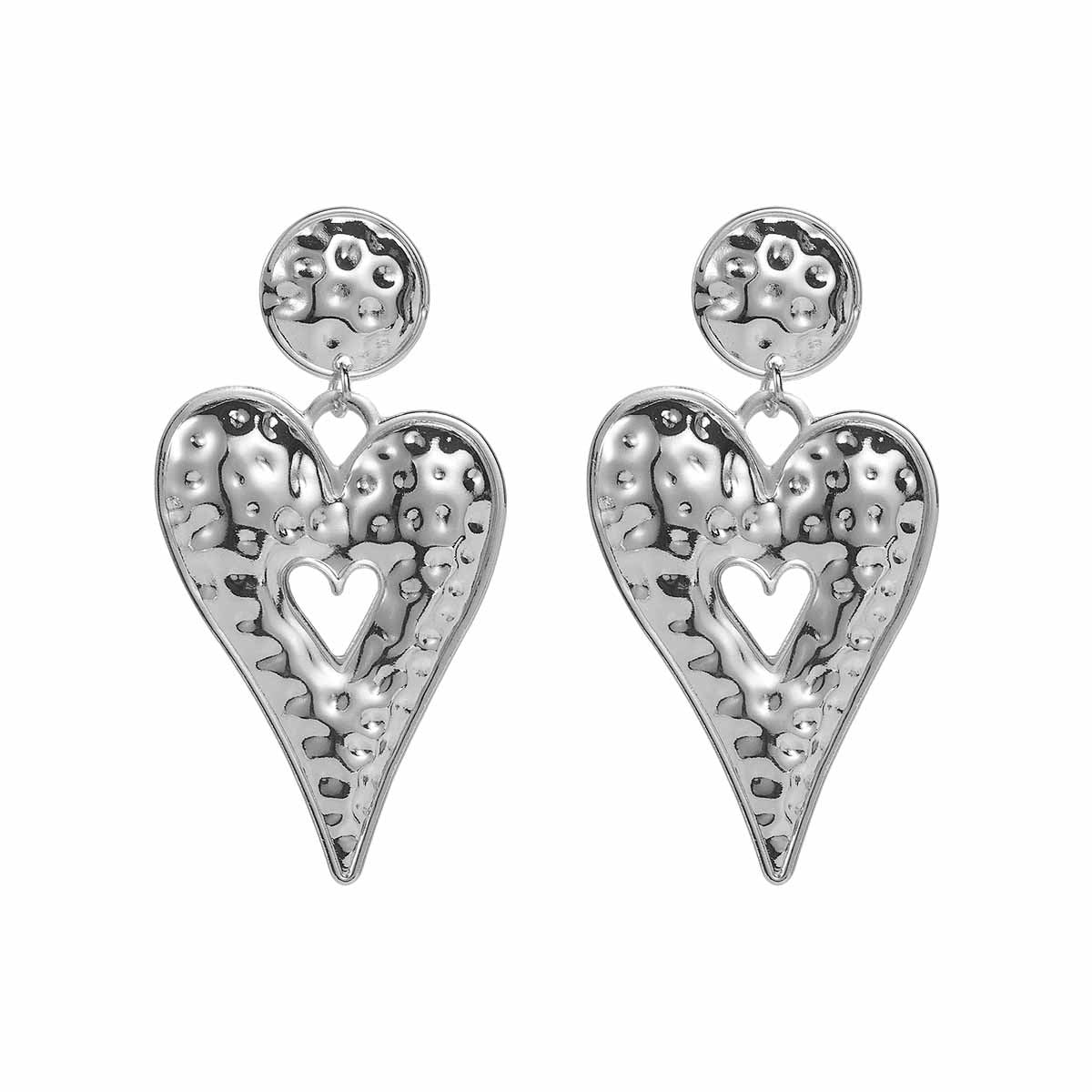 Fashion Exaggerated Geometry Irregular Metal Personality Heart Water Drops Earrings