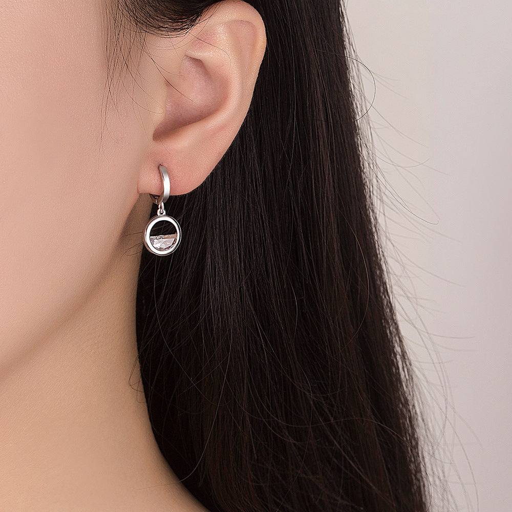 Women's Semicircle Water Drop Ear Korean Style Sweet Idyllic Minimalist Zirconium Earrings