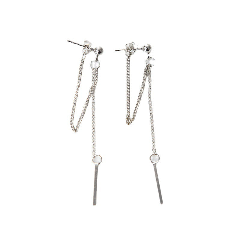 Women's Asymmetric Tassel Ear Clip One-piece Design Light Luxury Earrings