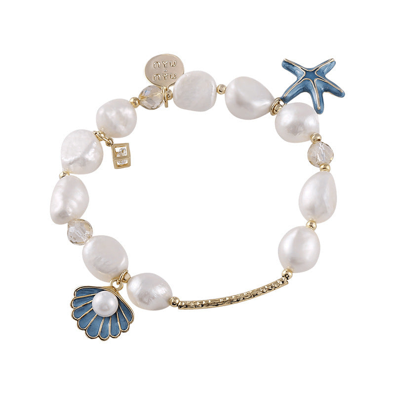 Natural Baroque Freshwater Pearl Female Shell Starfish Bracelet