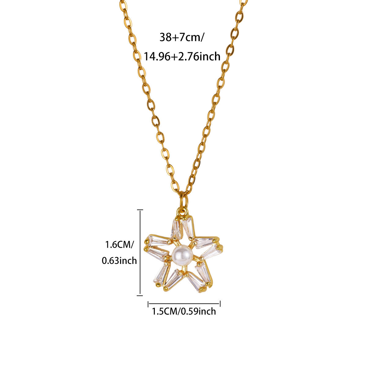 Star Moon Gold-plated Stainless Steel Chain Necklaces