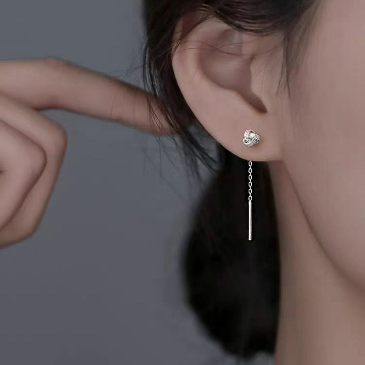 Sier Needle Knot Tassel Fashion Sweet Summer Light Luxury Ear Line
